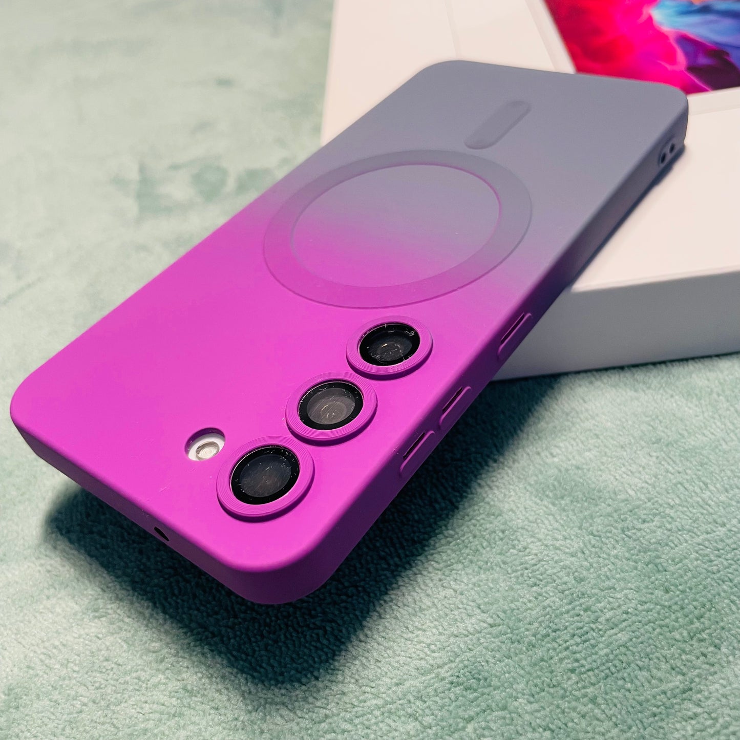 New Liquid Silicone Two-Color Gradient Magnetic with Lens Protector Case for Samsung S21/S22/S23/Plus/Ultra