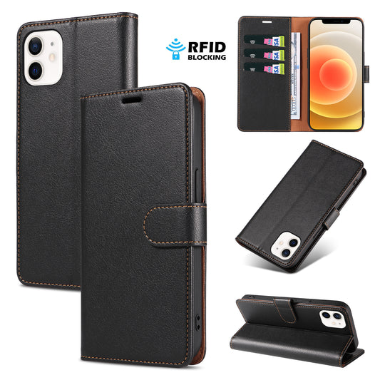 New RFID Blocking Card Holder Leather Phone Case for iPhone