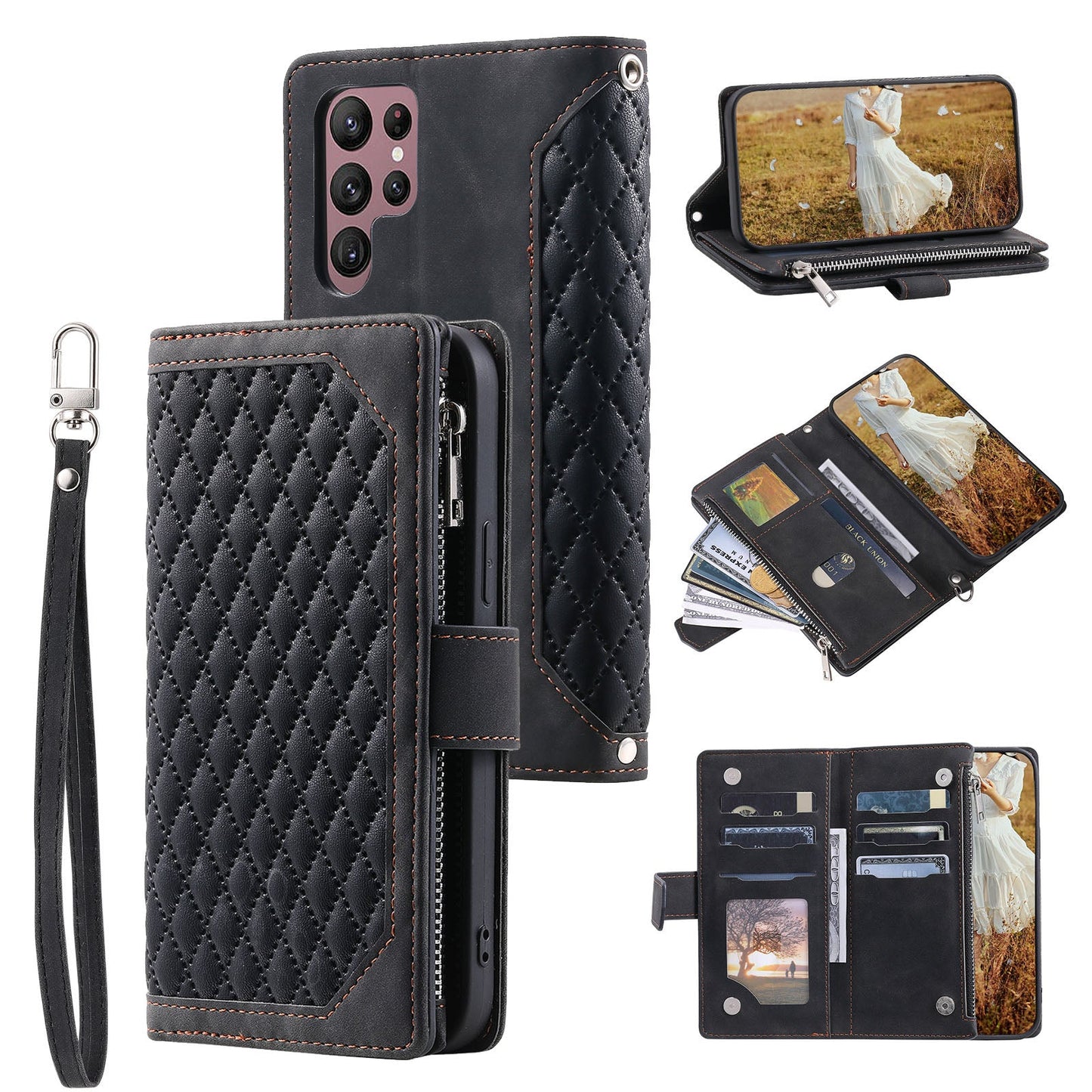 New Zipper Wallet Leather Phone Case for Samsung