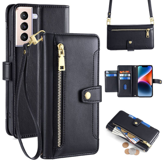 New Cross Body Zipper Wallet Leather Phone Case for Samsung