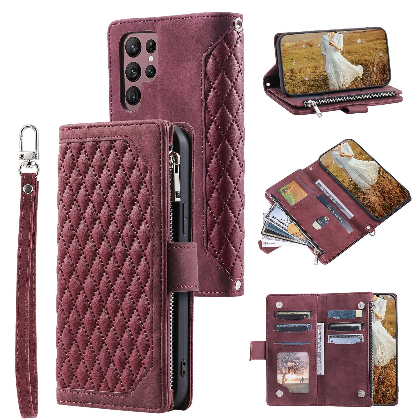 New Zipper Wallet Leather Phone Case for Samsung