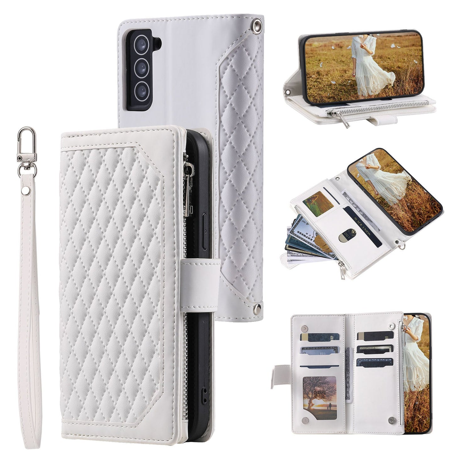 New Zipper Wallet Leather Phone Case for Samsung